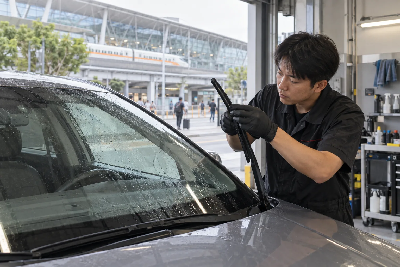 台中高鐵洗車先看擋風玻璃：水膜、雨刷與返程視線